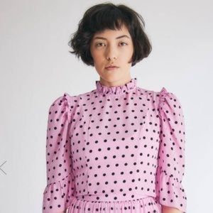 Batsheva Pink Polka Dot Blouse